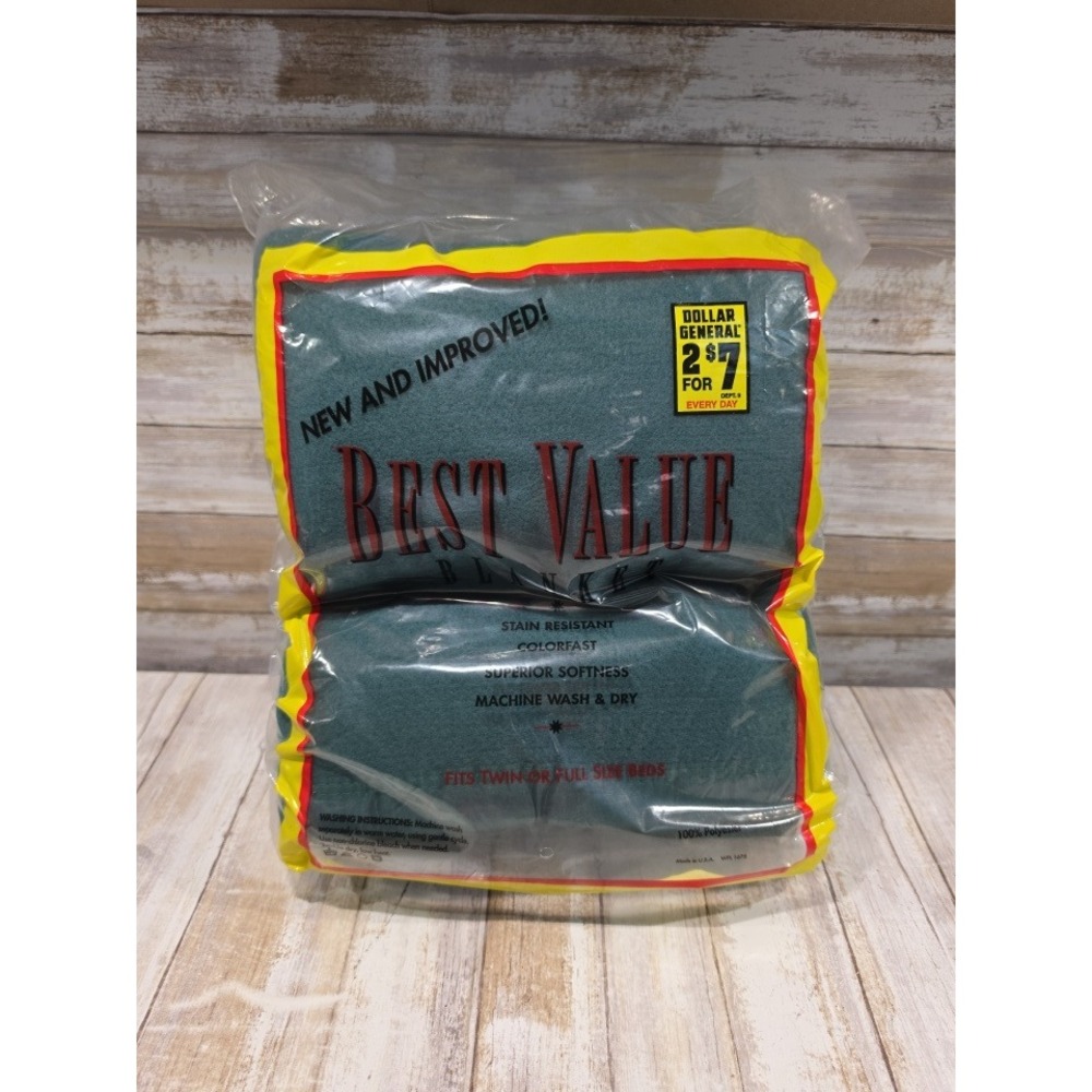 Best Value Blanket Forest Green Fits Twin or Full Size Bed Made in USA NOS